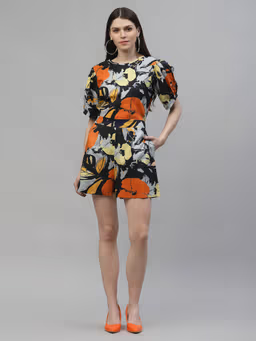 Women Multi-Color Printed Casual Cotton Playsuit