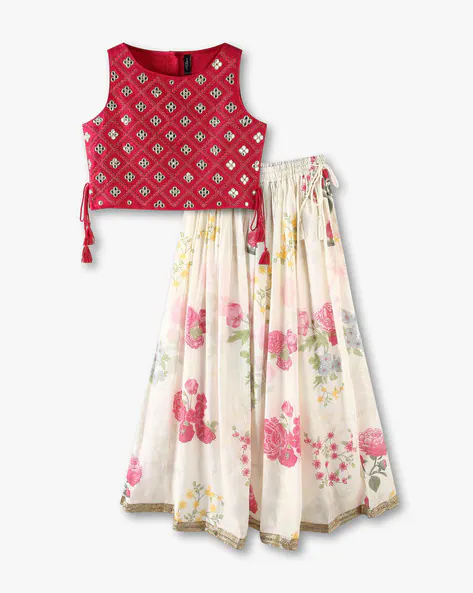 Girls Floral Print Lehenga with dupatta
