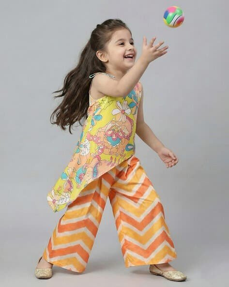 Girls Floral Print 2-Piece Kurta Set
